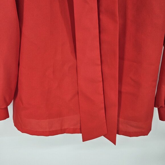 Vintage Sears Fashion Place Shirt Womens 38 Red Long Sleeve Blouse 70s Secretary - Picture 5 of 10